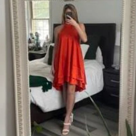 Orange Open Back High Low Hem Dress Glamorous - Picture 7 of 10